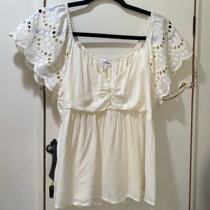 Love On A Hanger Sheer Cream Flowy Blouse